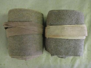 British World War I Brown Wool Puttees Marked Fox Wellington Somerset