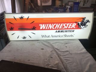 Vtg Winchester Ammunition Everbrite Store Clock Lighted Sign 1984 Dealer Display