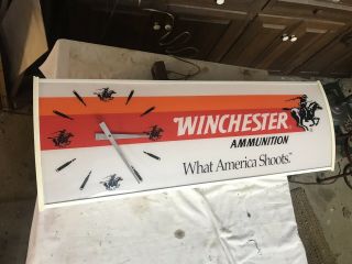 Vtg Winchester Ammunition Everbrite Store Clock Lighted Sign 1984 Dealer Display 2