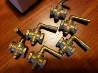 6 Brass Or Bronze Gas Valves Old Stock.  For Gas Lighting?