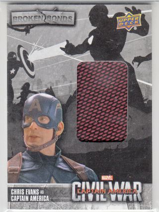 Captain America Civil War Chris Evans Costume Relic Bb - Ct Card