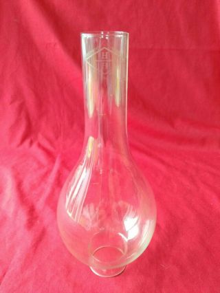 Vintage Hb Fireproof Crystal Glass Oil Lamp Chimney 9.  3/4tall X 1.  3/4 Base