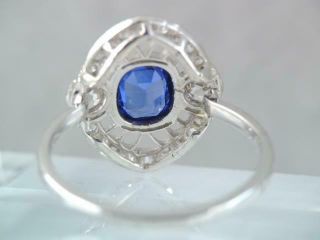 ANTIQUE Art Deco PLATINUM & 18K GOLD MINE CUT DIAMOND BLUE NATURAL SAPPHIRE RING 3