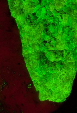 Green Willemite,  Rust Colored Zincite,  White Calcite - Franklin Mine Fluorescent