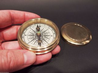 Vintage Antique Style 2 1/4 " Screw Top Brass Heavy Maritime Navigational Compass