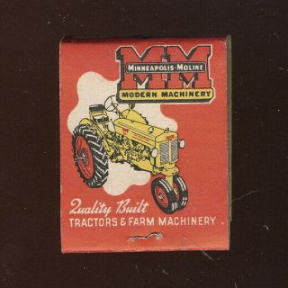 1940s Matchbook,  Minneapolis Moline Co.  Farm Tractors Advertising,  Kc,  Mo
