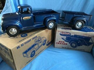 1957 Tonka Truck And Trailer With Boxes