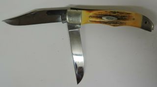 Vtg 1970 Case Xx Usa 10 Dot 5265 Sab Folding Hunter Pocket Knife - Stag Handle - 2