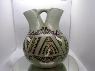 Vintage Native American Indian Pottery Southwest Wedding Vase Light Blue