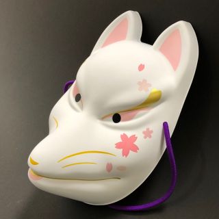 F/s Japanese Fushimi Inari White Cherry Fox Omen Mask Interior Display Cosplay