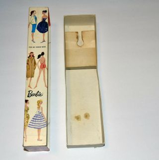 BARBIE BOX mattel c1959 WHITE GINGER BUBBLECUT box aceptable cond.  SHOWS AGE 2