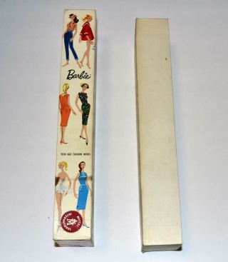 BARBIE BOX mattel c1959 WHITE GINGER BUBBLECUT box aceptable cond.  SHOWS AGE 3