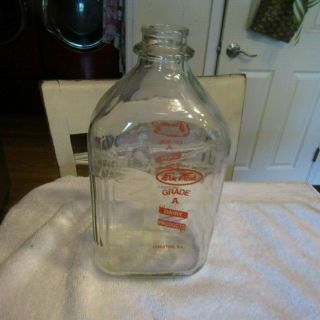 Vintage Farm Fresh Dairy Products 1 Gallon Clear Glass Milk Bottle Chester Il