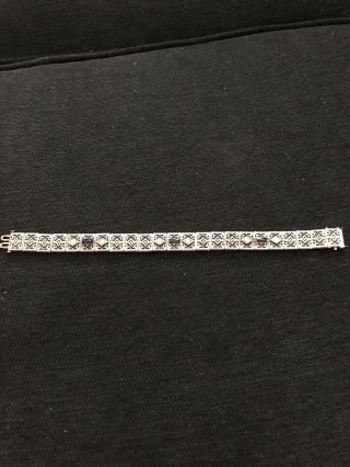 21.  5 Grams Estate Deco 1920s Sapphire Diamond 14k White Gold Filigree Bracelet