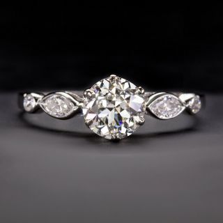Gia Certified Diamond Engagement Ring 1.  30ct J Vs1 Old Cut Platinum Vintage 1ct
