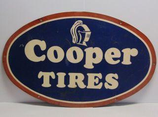 Old Vintage 1960s Cooper Tires Service Sign Gas Oil Large 30 " X 48 " Metal Sign