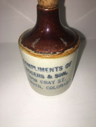 Rare Western Mini Jug From Compliments Of Rogers & Son 2959 Grey St.  Denver Co.