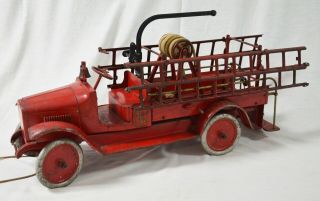 Buddy L 205 Hose & Ladder Fire Truck,  1920 ' s,  all equipment and paint 2