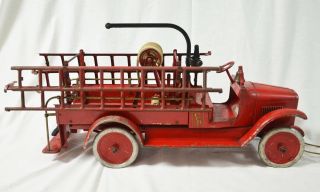 Buddy L 205 Hose & Ladder Fire Truck,  1920 ' s,  all equipment and paint 3