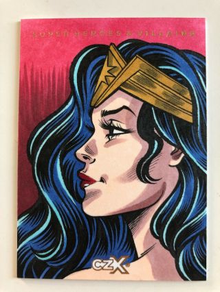 Czx Heroes & Villains Wonder Woman Sketch Card By Julia Pinto 1/1