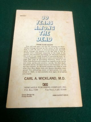 VINTAGE BOOK 30 TEARS AMONG THE DEAD CARL WICKLAND TAROT OCCULT 2
