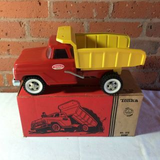 Vtg Red/yellow Tonka Dump Truck No.  315 Pressed Steel Toy W/ Box