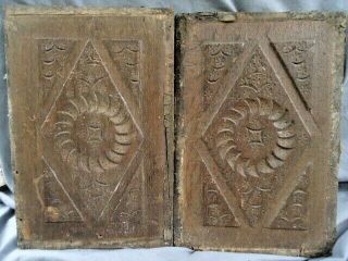 Two 17th Century Oak Carved Diamond Panels