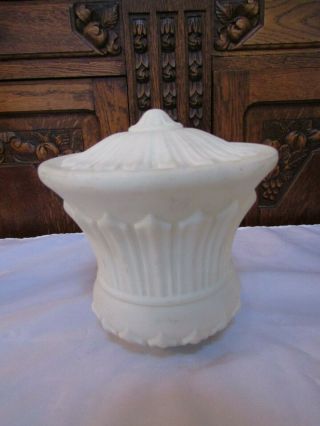Antique Vintage Opaque White Glass Light Shade - Architectural Salvage 7.  75 H 3