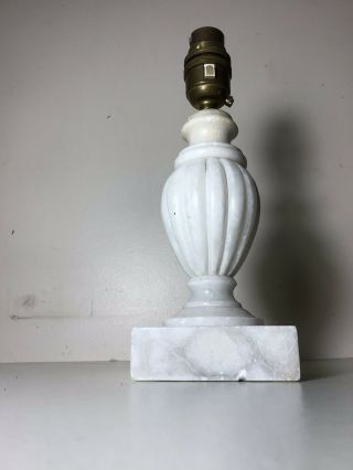 Antique Early 20c Solid Heavy White Marble Table Lamp Base Needs Rewiring