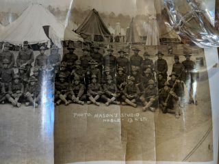WWI YARD LONG PANORAMIC PHOTO Camp McClellan Alabama Co D 104 Engineers 1918 3