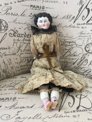 Antique 1860’s Parian German Porcelain Doll Civil War Era 18” Clothing