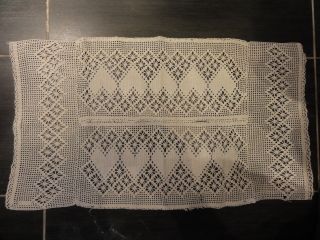 Antique Crochet Table Rectangle.  28 " Long 14 " Wide.  White.