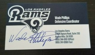 Autographed Wade Phillips Business Card W/coa Los Angeles Rams