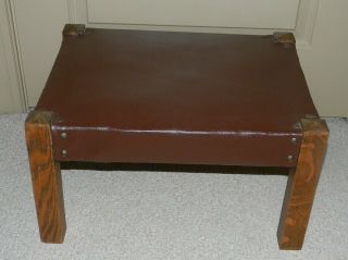 Vtg Antique Mission Oak Arts & Crafts Movement Footstool Bench 18 X 14