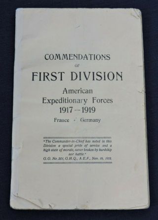 1st Division - A.  E.  F.  Commendation Record 1917 - 1919,  Repaired Pages