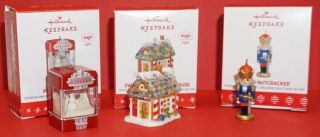 4 Hallmark Mini Ornaments Little Mouse House; Teensy Nutcracker; Poppy Holidays