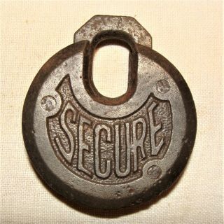 Antique Cast Iron Secure Pancake Padlock No Key