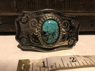 Vintage Toddler Turquoise Belt Buckle Native American Arrowhead Design Western