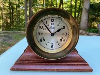 Vintage Chelsea Clock Co Boston.  Brass And Wood.