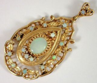 Estate Antique Vtg Victorian 14k Yellow Gold Fire Opal Necklace Pendant 10.  9g