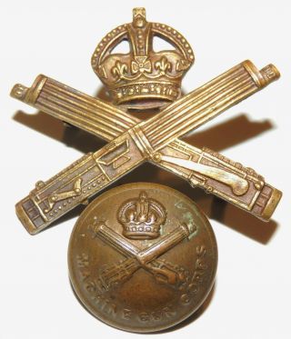 Ww1 Ww2 Cef World War One British Canadian Machine Gun Corps Button Collar Badge