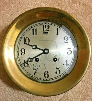 ANTIQUE WW1 Era Chelsea Ship ' s Bell Clock - George B Carpenter & Co.  - 2