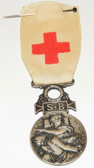 Pre Ww1 Ww2 World War One French Red Cross Life Saving Sb Medal 1866 6493