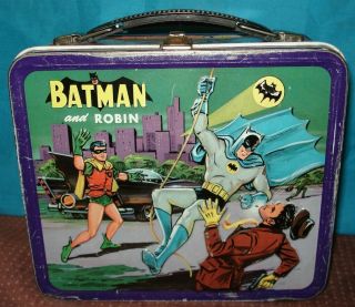 Vintage 1966 Aladdin Batman And Robin Tin Metal Lunch Box No Thermos