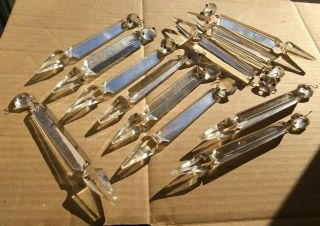 12 Large 5 " Antique Crystal Prisms Or Lustres 6 " With Jewels For Chandelier Lamp