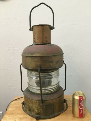 Vintage Japanese Marine Lantern Light Brass Copper Electric