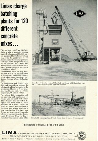 1960 Lima Truck Crane And Crawler Crane Ad
