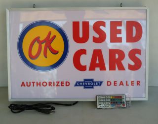 Vintage Chevrolet Ok Cars Lighted Sign Gas Oil