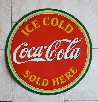 Rare Vintage 1933 Ice Cold Coca Cola 20 " Tin Embossed Soda Sign