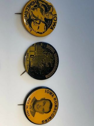 9 University of Iowa Hawkeye vintage buttons,  1939 Nile Kinnick - Heisman year 2